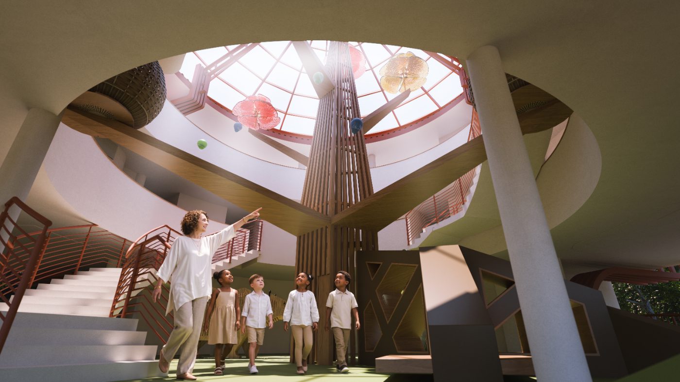 The atrium, under its skylight